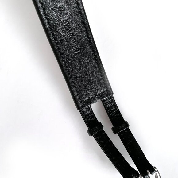 Swarovski Women\'s Black Leather & Crystal Belt Size: S/M 36\